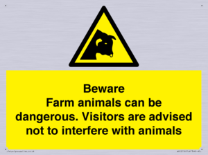 Beware Farm animals can be dangerous. Visitors are advised not to interfere with animals